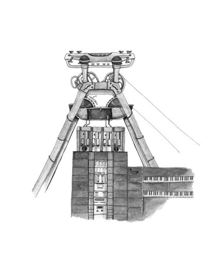 Illustration Zeche Zollverein, © Saskia Wragge
